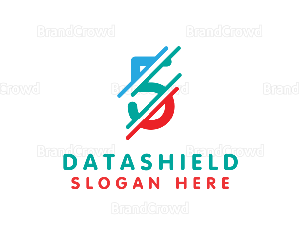 Digital Glitch Distorted Number 5 Logo