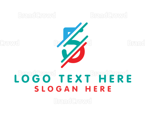 Digital Glitch Distorted Number 5 Logo