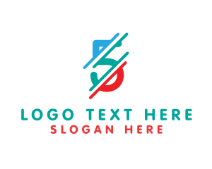 Glitch - Digital Glitch Distorted Number 5 logo design