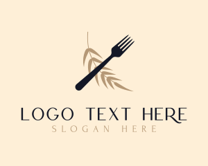 Utensil - Fork Leaves Brand logo design