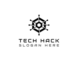 Hexagon Tech Circuit logo design