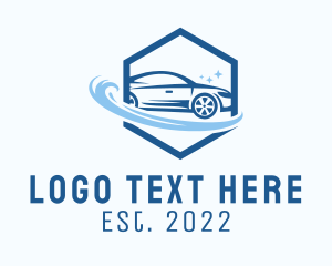 Automobile - Hexagon Car Wash Cleaning logo design