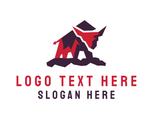 Oxen - Red Mountain Bull logo design