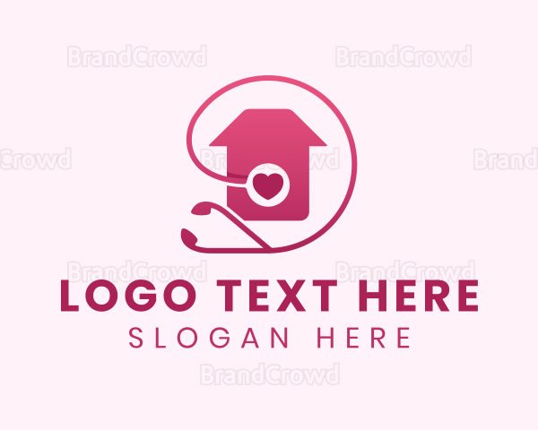 Pink Heart Stethoscope House Logo