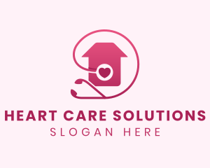 Pink Heart Stethoscope House  logo design