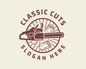 Chainsaw Wood Cutter logo design