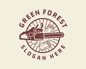 Chainsaw Wood Cutter logo design