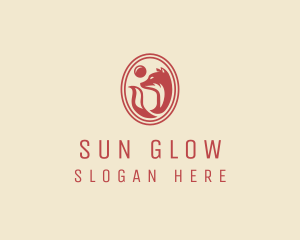 Red Fox Sun Moon logo design