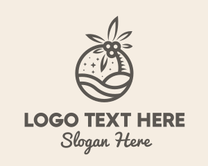 Palm - Brown Tropical Beach Badge logo design