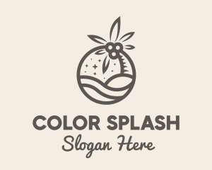 Brown Tropical Beach Badge logo design