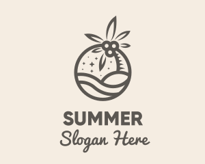 Brown Tropical Beach Badge logo design