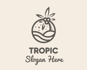 Brown Tropical Beach Badge logo design