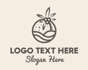 Recreation - Brown Tropical Beach Badge logo design