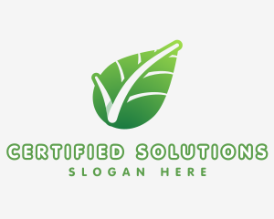 Certified - Eco Friendly Leaf Checkmark logo design