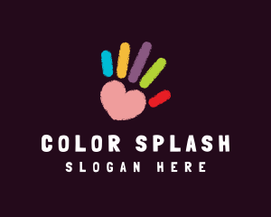 Colorful Heart Hand logo design