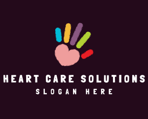 Colorful Heart Hand logo design