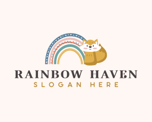 Playful Rainbow Fox logo design