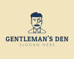 Gentleman Monocle Hipster logo design