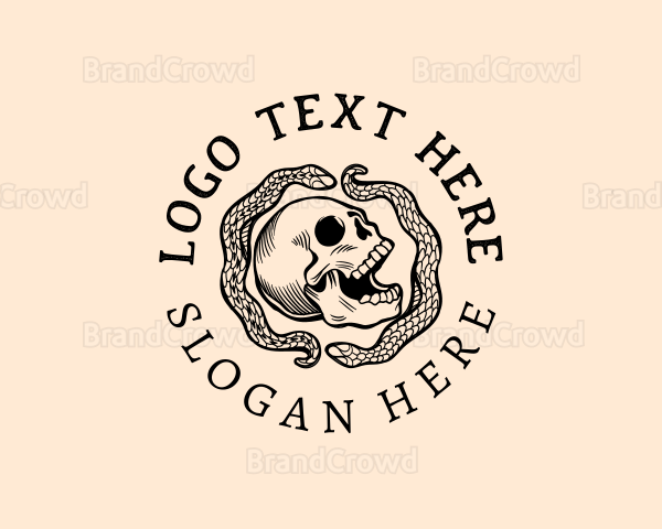 Spooky Serpent Skull Logo