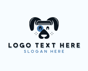 Mascot - Grooming Dog Comb logo design