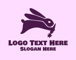 Hare - Violet Bunny Carrot logo design