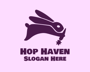 Hop - Violet Bunny Carrot logo design