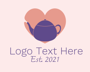 Teahouse - Violet Teapot Love logo design