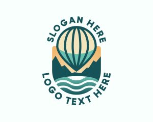 Sea - Hot Air Balloon Pin logo design