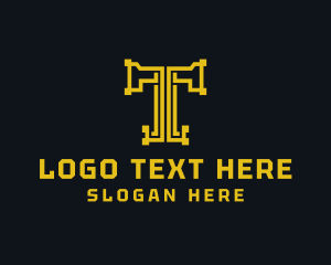 Hammer Tool Letter T logo design