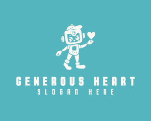 Heart Robot Boy logo design