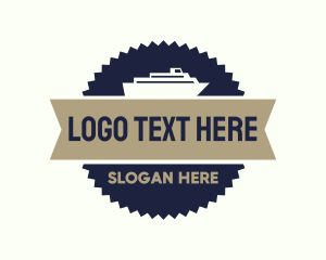 Cruise Ship - Ferry Banner Badge logo design