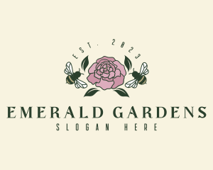 Garden Bee Rose logo design