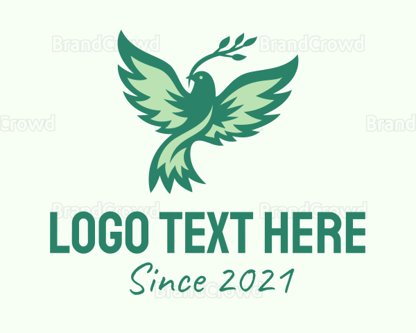 Green Nature Bird Branch Logo