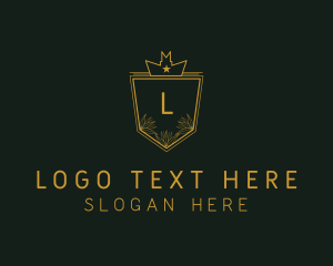 Expensive - Leaf Royal Shield logo design
