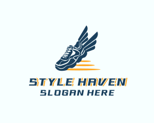 Runner - Sports Wing Shoes logo design