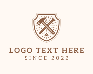 Bolt Tongs - Hipster Hammer Nail Shield logo design