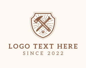 Sledge Hammer - Hipster Hammer Nail Shield logo design