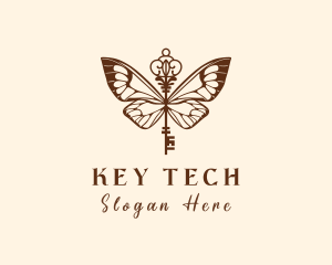 Brown Butterfly Key logo design