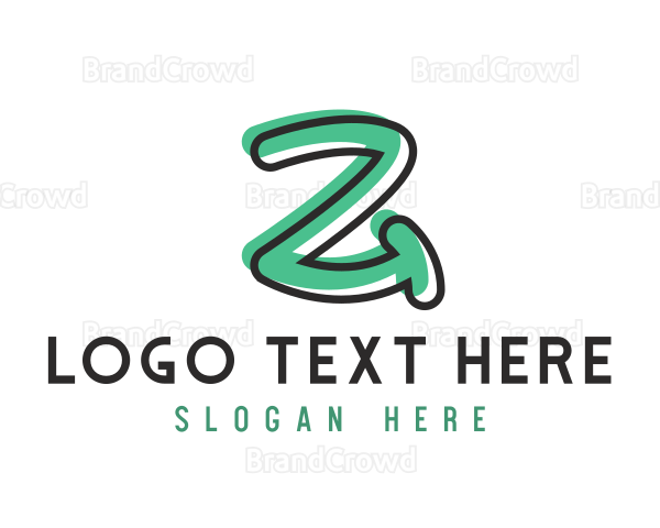 Green Handwritten Letter Z Logo