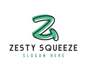 Green Handwritten Letter Z logo design