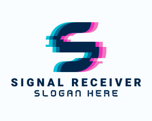 Digital Glitch Letter S logo design