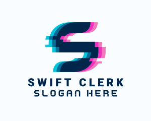 Digital Glitch Letter S logo design