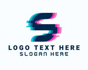 Techno - Digital Glitch Letter S logo design