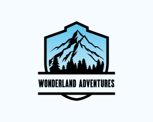 Shield Hiking Mountain logo design