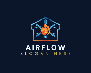 Heating Cooling House logo design