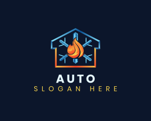 Cold - Heating Cooling House logo design