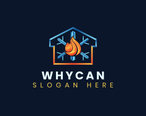 Flame - Heating Cooling House logo design