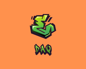 Street - Green Graffiti Letter E logo design