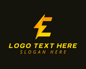Charge - Electric Thunder Letter E logo design