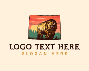 Zoo - Animal Bison Wyoming logo design